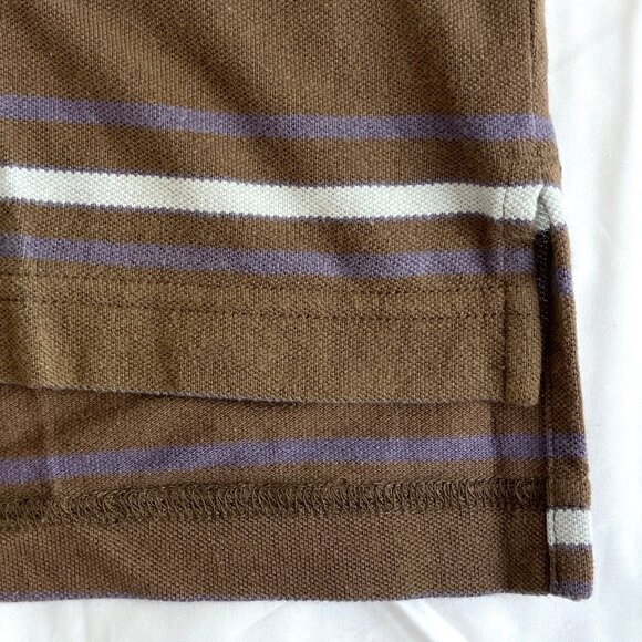 Penguin Polo Stiped Brown Short Sleeve Shirt Medium Y2K Cotton - Picture 11 of 11